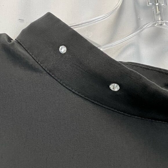 Divided Womens Blouse Black Short Sleeve Studded Mock Neck Boxy Fit Plus 18 - Picture 10 of 11